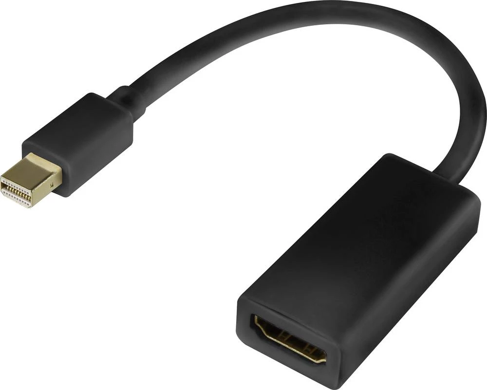 DisplayPort / HDMI adapter [1x Mini-DisplayPort utikač - 1x HDMI-utičnica] crni, pozlaćeni kontakti Renkforce slika