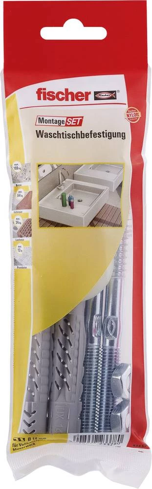 Fischer 534574 set za ugradnju umivaonika, sadržaj 1 set 2x univerzalna tipla UX 14 x 75 mm · 2x hangar vijak 10 x 140 mm slika