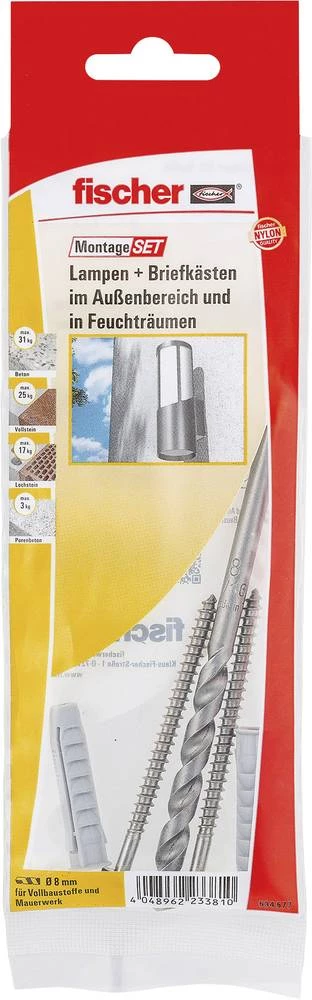 Fischer 534577 set za ugradnju svjetiljke/poštanskog ormarića na otvorenom, sadržaj 1 set 2x tipla SX 8 x 65 mm · 2x vija slika