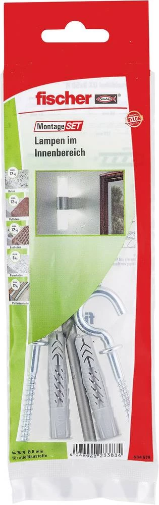 Fischer 534579 set za ugradnju lampe u zatvorenom prostoru, sadržaj 1 set 2x univerzalna tipla UX 8 x 50 mm R · 2x okrugl slika