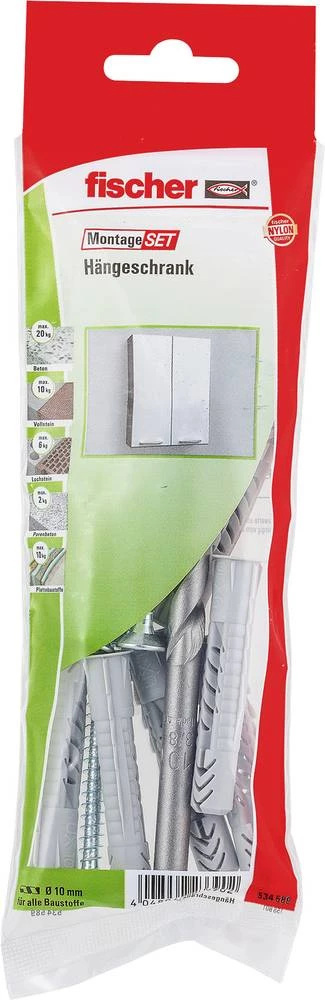 Fischer 534589 set za ugradnju visećeg ormarića, sadržaj 1 set 6x univerzalna tipla UX 10 x 60 mm R · 6x vijak 6 x 85 mm slika