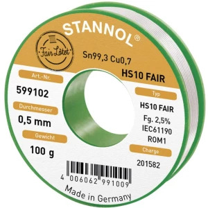 Lemna žica u kolutu Stannol HS10-Fair Sn99.3Cu0.7 100 g 0.5 mm slika