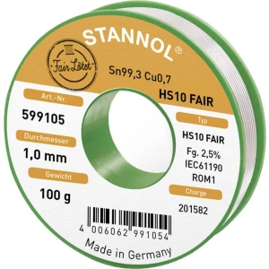 Lemna žica u kolutu Stannol HS10-Fair Sn99.3Cu0.7 100 g 1.0 mm slika
