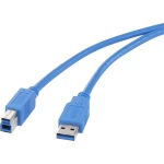 USB 3.0 priključni kabel [1x USB 3.0 utikač A - 1x USB 3.0 utikač B] 0.50 m plavi, pozlaćeni kontakti Renkforce