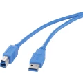 USB 3.0 priključni kabel [1x USB 3.0 utikač A - 1x USB 3.0 utikač B] 0.50 m plavi, pozlaćeni kontakti Renkforce slika