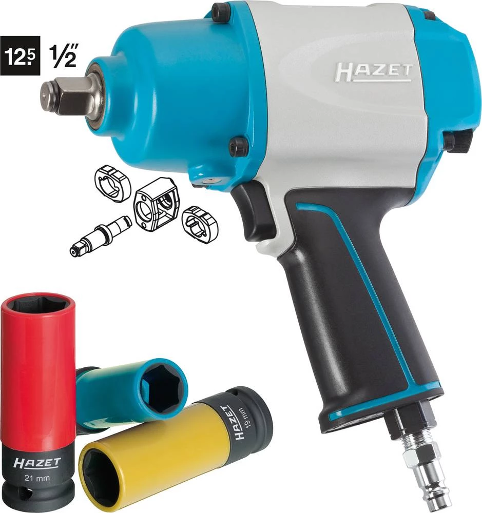 Pneumatski udarni odvijač, držač alata: 1/2" (12.5 mm) vanjski četverokutni, okretni moment (maks.): 685 Nm Hazet 9012-1SPC/4 slika