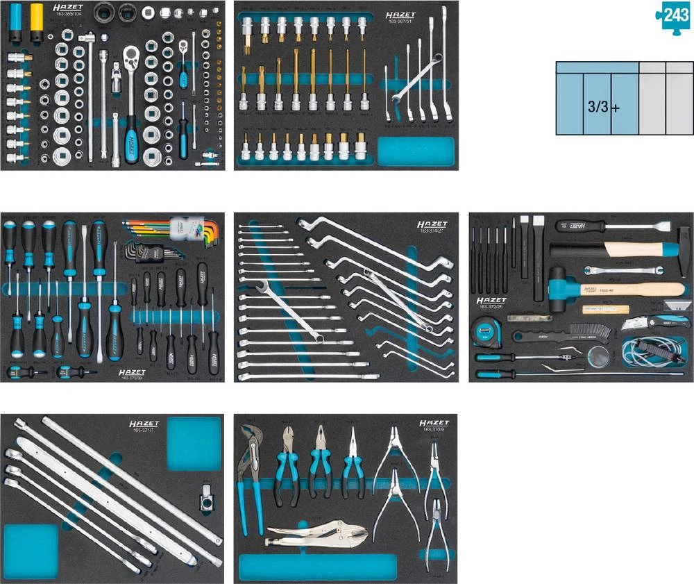 Komplet alata za motorna vozila 242-dijelni set Hazet 0-2500-163/242 slika