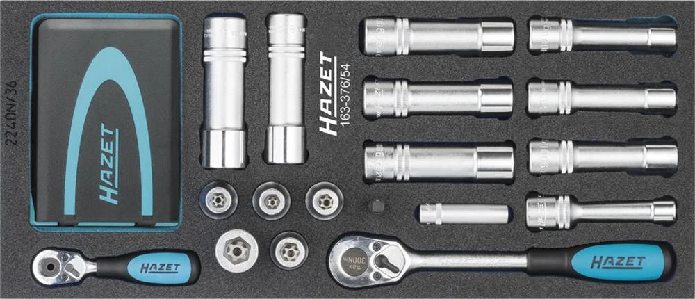 Komplet nasadnih ključeva, metrički 1/4" (6.3 mm), 1/2" (12.5 mm) 54-dijelni set Hazet 163-376/54 slika