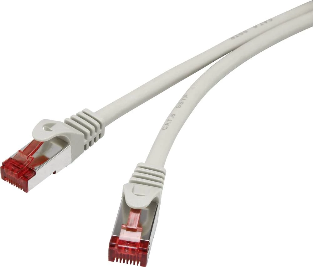 RJ45 mrežni priključni kabel CAT 6 S/FTP 20 m sivi, zaštita na priključku, pozlaćeni kontakti Renkforce slika