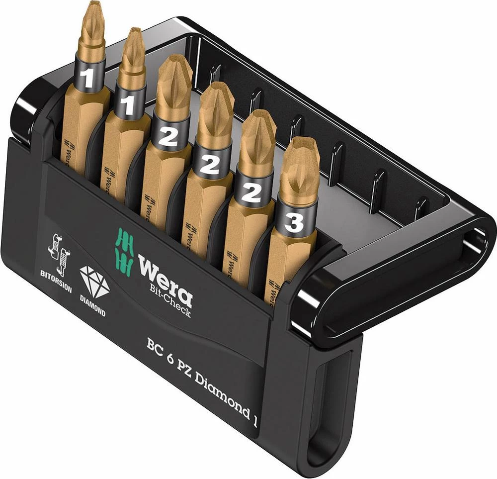 Set bit-nastavaka, 6-dijelni set Wera Bit-Check 6 PZ Diamond 1 05057402001 križni Pozidriv torzioni bit slika