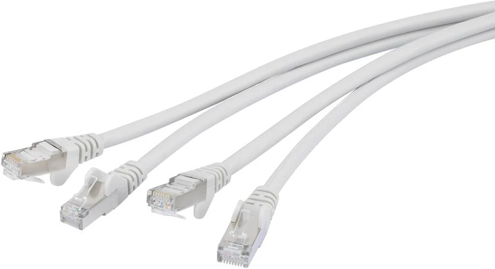 RJ45 dvostrani mrežni priključni kabel CAT 6A S/FTP 5 m sivi, otporan na plamen, zaštita na priključku Renkforce slika