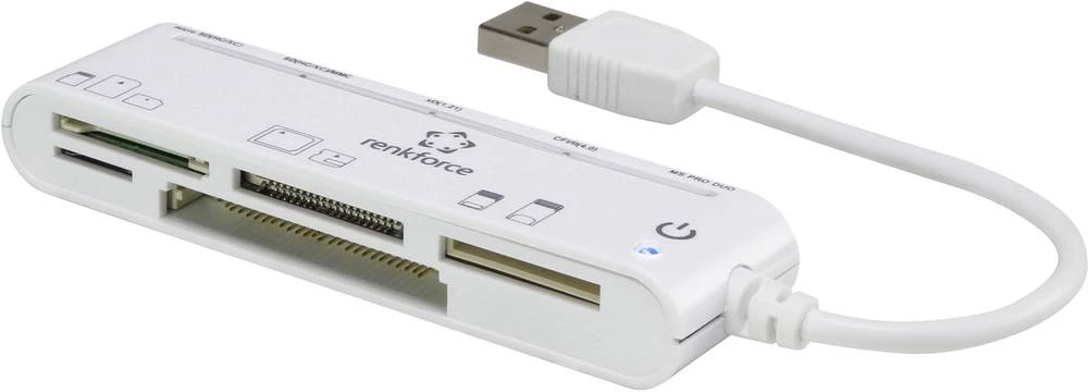 Vanjski čitač memorijskih kartica USB 2.0 Renkforce CR45e bijeli slika
