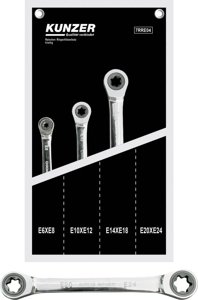 Dupli okasti ključ s račnom 4-dijelni set komplet Kunzer E-profil 7RRE04 slika