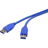 USB 3.0 priključni kabel [1x USB 3.0 utikač A - 1x USB 3.0 utikač A] 0.50 m plavi, pozlaćeni kontakti Renkforce