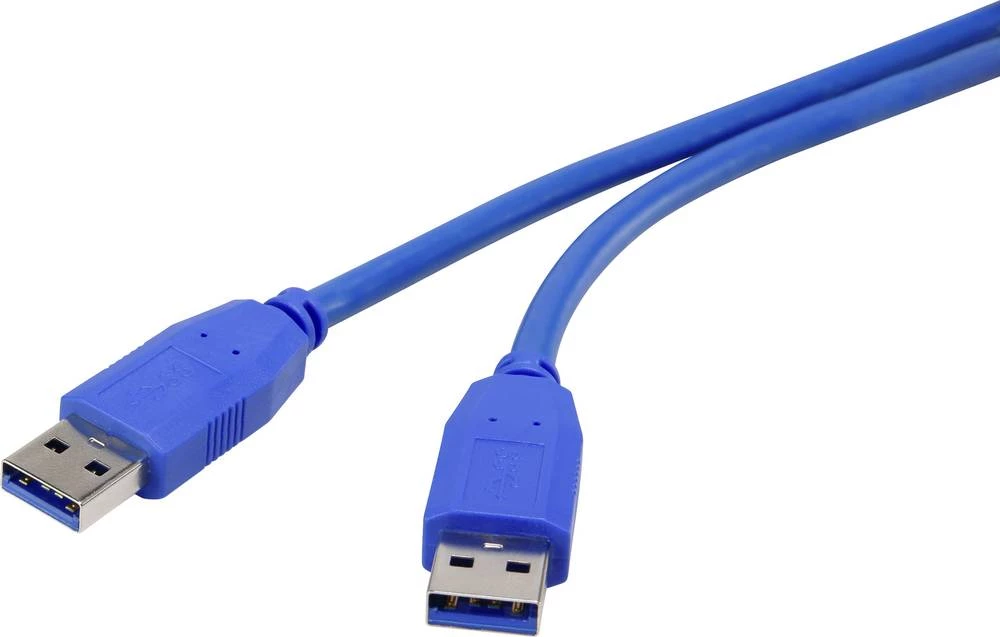 USB 3.0 priključni kabel [1x USB 3.0 utikač A - 1x USB 3.0 utikač A] 3 m plavi, pozlaćeni kontakti Renkforce slika