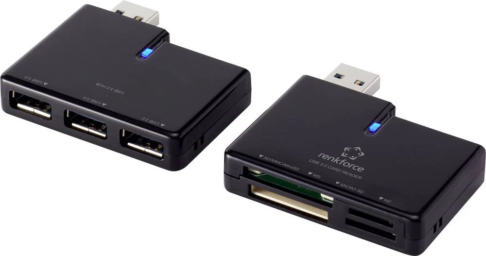Vanjski čitač memorijskih kartica/hub USB 3.0 Renkforce CR47e-HUB crni slika