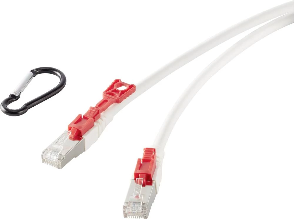 RJ45 mrežni priključni kabel CAT 6A S/FTP 1 m bijeli, mogućnost zaključavanja, zaštita na priključku, bez halogena, pozlaćeni ko slika