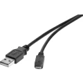 USB 2.0 priključni kabel [1x USB 2.0 utikač A - 1x USB 2.0 utikač Micro-B] 0.15 m crni, pozlaćeni kontakti Renkforce slika