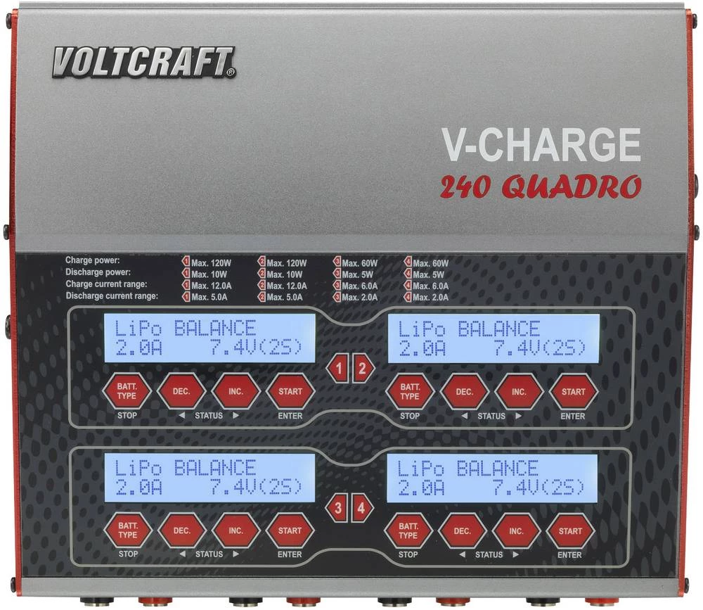 Višenamjenski punjač za modelarstvo 12 V, 230 V 12 A VOLTCRAFT V-Charge 240 Quadro LiPo, LiFePO, LiIon, LiHV, NiCd, NiMH, olovo slika