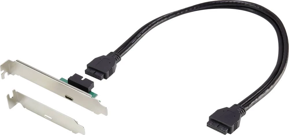 USB 3.0 adapterska ploča s utorom [1x USB-C utičnica - 1x USB 3.0 utičnica unutarnja 19pol.] crni, pozlaćeni kontakti Renkforce slika