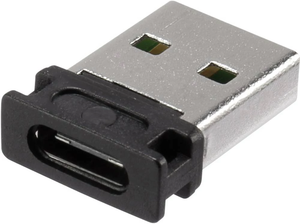 USB 2.0 adapter [1x USB 2.0 utikač A - 1x USB-C utičnica] crni, utikač upotrebljiv na obje strane Renkforce slika