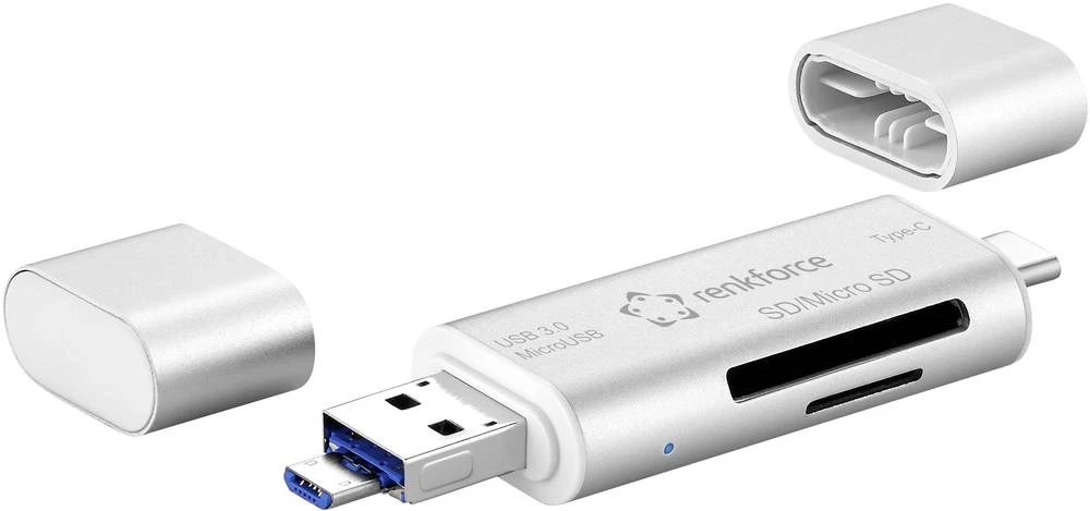 USB čitač kartice za pametni telefon i tablet računalo Renkforce srebrna USB 3.0, USB-C™, Micro USB slika