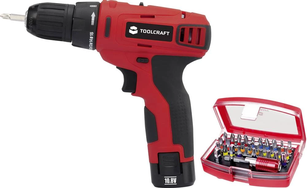TOOLCRAFT DD 10.8 akumulatorska bušilica-odvijač 10.8 V 1.3 Ah Li-Ion uklj. akumulator, kovčeg i dodatna oprema slika