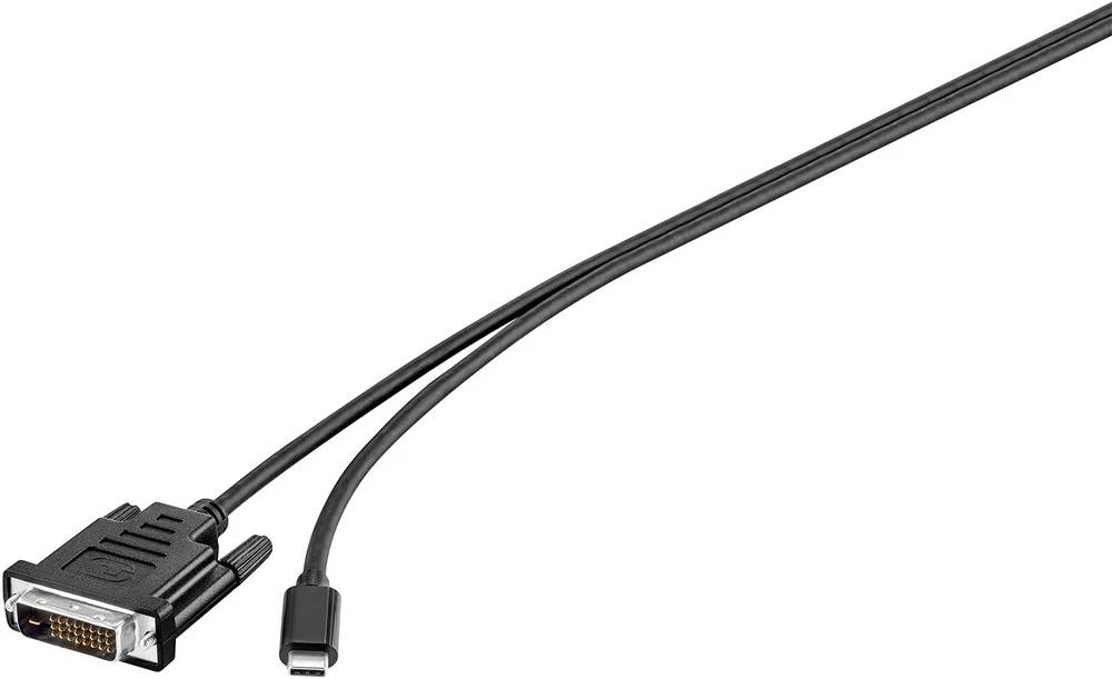 USB / DVI priključni kabel [1x USB-C utikač - 1x DVI-utikač 24+1polni] 1.8 m crni Renkforce slika