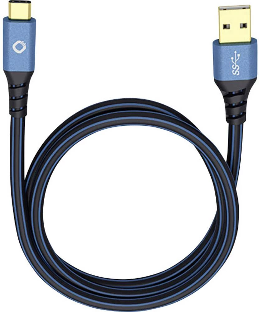 USB 3.1 priključni kabel [1x USB 3.0 utikač A - 1x USB-C™ utikač] 1.50 m plavi, pozlaćeni kontakti Oehlbach USB Plus C3 slika