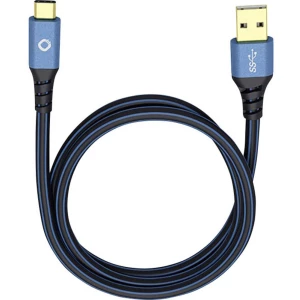 USB 3.1 priključni kabel [1x USB 3.0 utikač A - 1x USB-C™ utikač] 1.50 m plavi, pozlaćeni kontakti Oehlbach USB Plus C3 slika