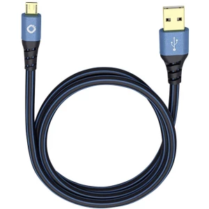 USB 2.0 priključni kabel [1x USB 2.0 utikač A - 1x USB 2.0 utikač Micro-B] 0.50 m plavi, pozlaćeni kontakti Oehlbach USB Plus Mi slika