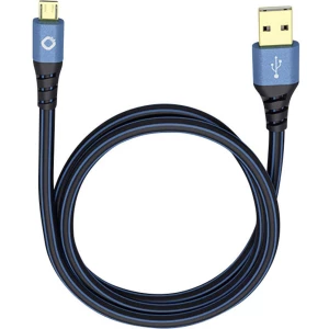 USB 2.0 priključni kabel [1x USB 2.0 utikač A - 1x USB 2.0 utikač Micro-B] 1.50 m plavi, pozlaćeni kontakti Oehlbach USB Plus Mi slika