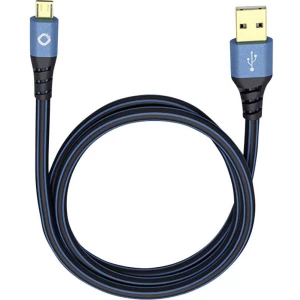 USB 2.0 priključni kabel [1x USB 2.0 utikač A - 1x USB 2.0 utikač Micro-B] 3 m plavi, pozlaćeni kontakti Oehlbach USB Plus Micro slika