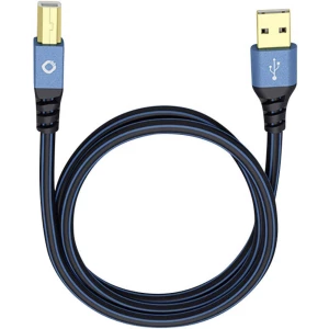 USB 2.0 priključni kabel [1x USB 2.0 utikač A - 1x USB 2.0 utikač B] 0.50 m plavi, pozlaćeni kontakti Oehlbach USB Plus B slika