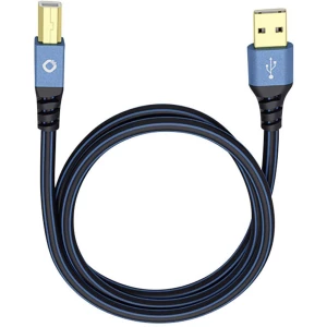 USB 2.0 priključni kabel [1x USB 2.0 utikač A - 1x USB 2.0 utikač B] 1 m plavi, pozlaćeni kontakti Oehlbach USB Plus B slika