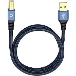 USB 2.0 priključni kabel [1x USB 2.0 utikač A - 1x USB 2.0 utikač B] 1.50 m plavi, pozlaćeni kontakti Oehlbach USB Plus B slika