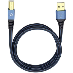 USB 2.0 priključni kabel [1x USB 2.0 utikač A - 1x USB 2.0 utikač B] 5 m plavi, pozlaćeni kontakti Oehlbach USB Plus B slika