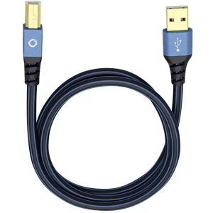 USB 2.0 priključni kabel [1x USB 2.0 utikač A - 1x USB 2.0 utikač B] 7.50 m plavi, pozlaćeni kontakti Oehlbach USB Plus B slika