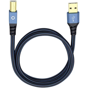 USB 2.0 priključni kabel [1x USB 2.0 utikač A - 1x USB 2.0 utikač B] 10 m plavi, pozlaćeni kontakti Oehlbach USB Plus B slika