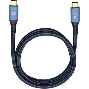 USB 3.1 priključni kabel [1x USB-C™ utikač - 1x USB-C™ utikač] 3 m plavi, pozlaćeni kontakti Oehlbach USB Plus CC slika