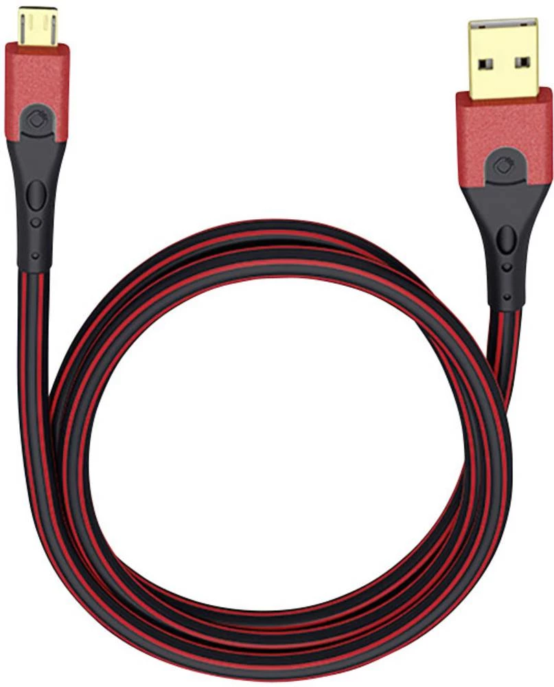 USB 2.0 priključni kabel [1x USB 2.0 utikač A - 1x USB 2.0 utikač Micro-B] 1 m crveni/crni, pozlaćeni kontakti Oehlbach USB Evol slika