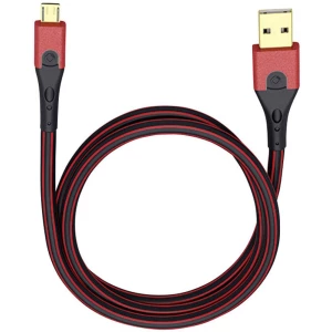 USB 2.0 priključni kabel [1x USB 2.0 utikač A - 1x USB 2.0 utikač Micro-B] 1 m crveni/crni, pozlaćeni kontakti Oehlbach USB Evol slika