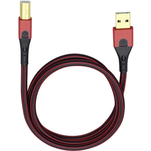 USB 2.0 priključni kabel [1x USB 2.0 utikač A - 1x USB 2.0 utikač B] 0.50 m crveni/crni, pozlaćeni kontakti Oehlbach USB Evoluti slika