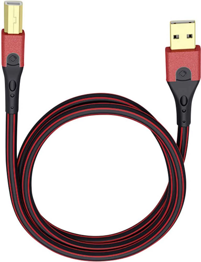 USB 2.0 priključni kabel [1x USB 2.0 utikač A - 1x USB 2.0 utikač B] 1 m crveni/crni, pozlaćeni kontakti Oehlbach USB Evolution slika