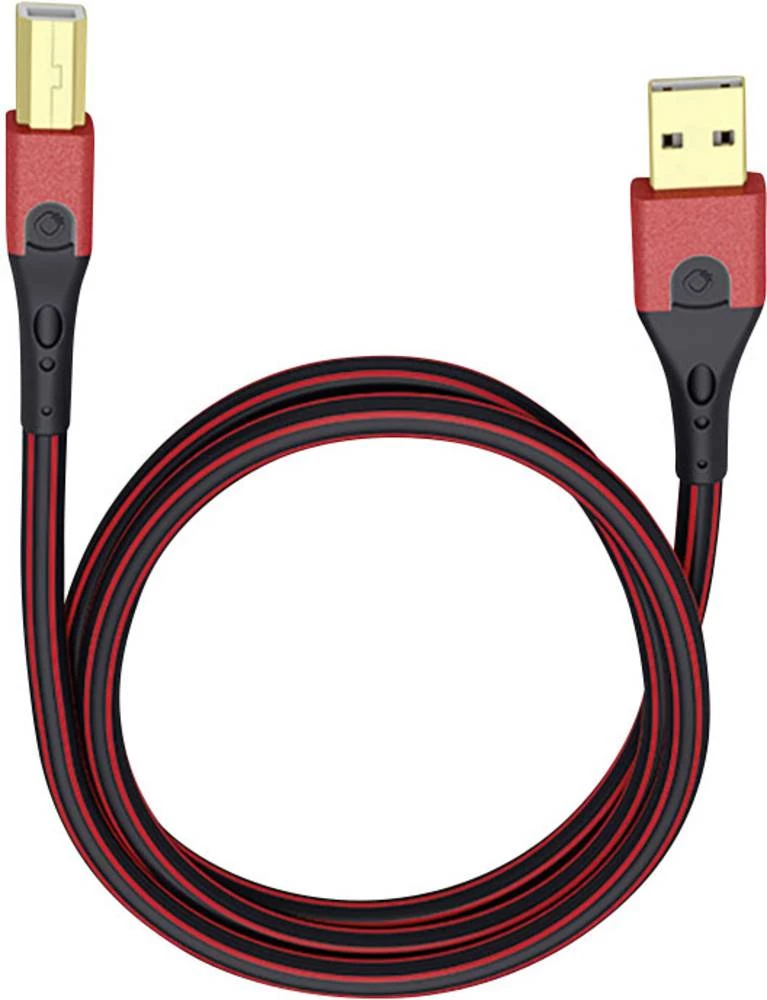 USB 2.0 priključni kabel [1x USB 2.0 utikač A - 1x USB 2.0 utikač B] 10 m crveni/crni, pozlaćeni kontakti Oehlbach USB Evolution slika