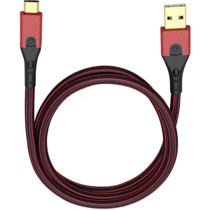USB 3.1 priključni kabel [1x USB 3.0 utikač A - 1x USB-C™ utikač] 0.50 m crveni/crni, pozlaćeni kontakti Oehlbach USB Evol slika