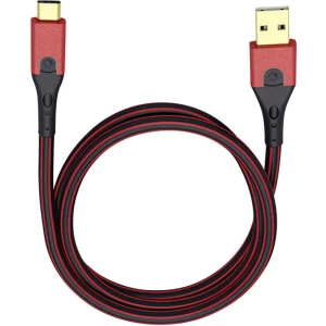 USB 3.1 priključni kabel [1x USB 3.0 utikač A - 1x USB-C™ utikač] 1.50 m crveni/crni, pozlaćeni kontakti Oehlbach USB Evol slika
