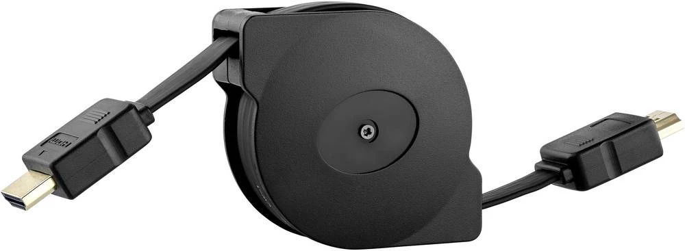 HDMI kabel s kolutom za uvlačenje [1x HDMI-utikač - 1x HDMI-utikač] 0.90 m crni, SpeaKa Professional slika