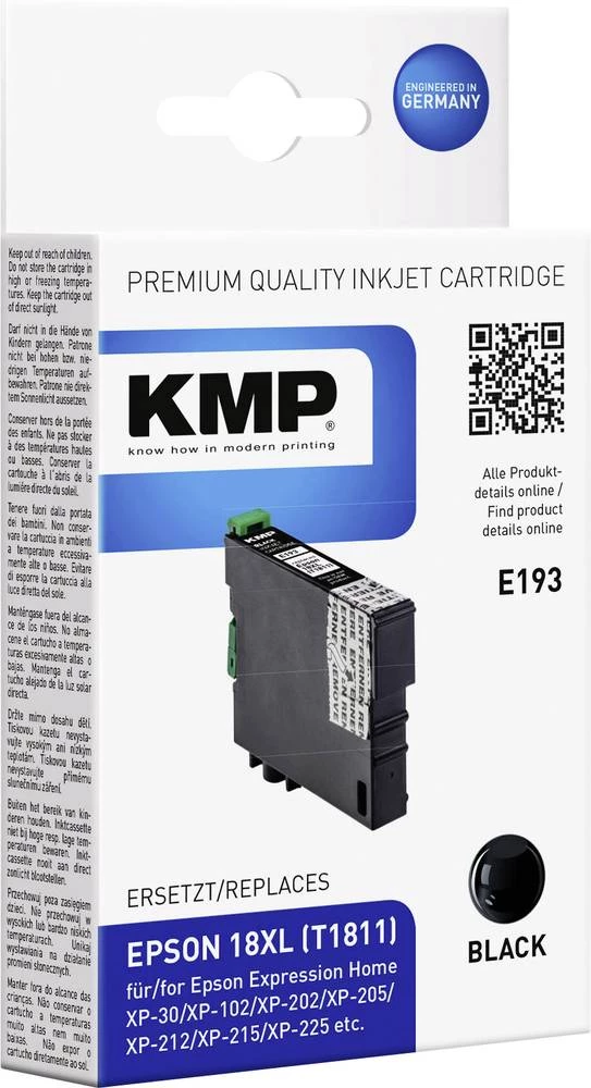KMP zamjenska patrona Epson T1811, 18XL zamjenjuje crnu E193 1622,8001 slika