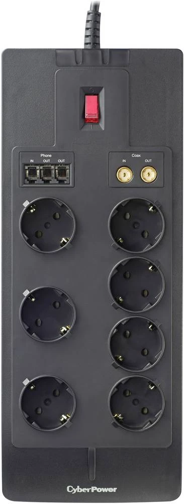Razdjelna letva sa zaštitom od prenapona crne boje, sigurnosna utičnica CyberPower SB0701AD-DE-B slika
